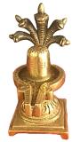 Brass Made Shivling Murti w/ Sheshnaag for Pooja Mandir 6" 